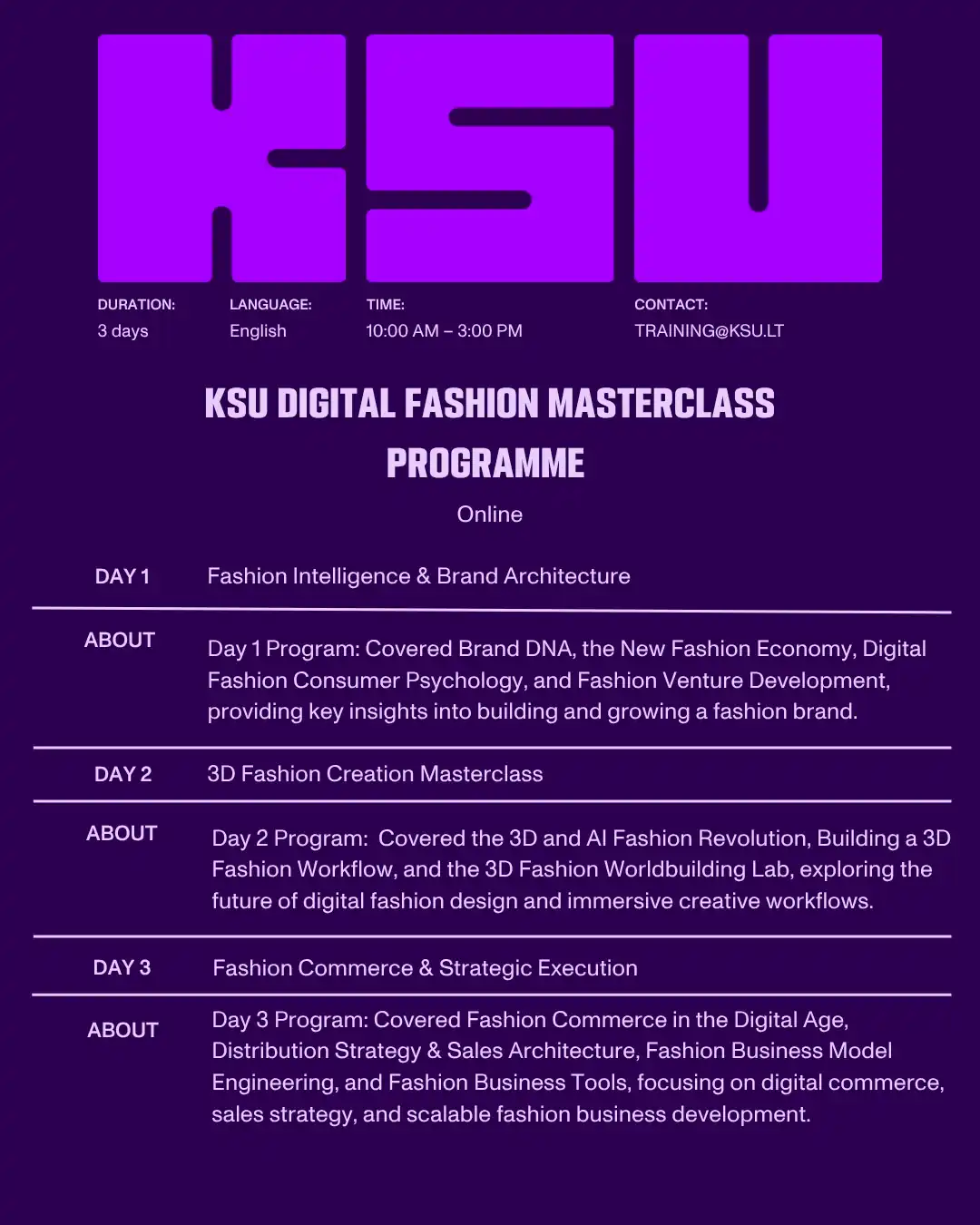 KSU Digital Fashion Masterclass